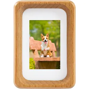 3 inch  Small Picture Frames,  Beech Wooden Photo Frame, Desktop Cute Mini Small Photo Frame with Mat, Displays 1.2x2 Picture with Mat or 2x3 Without Mat for Tabletop Display