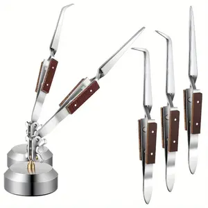 5Pcs Third Hand Soldering Tweezers Set with 360° Rotating Base for Jewelry Making