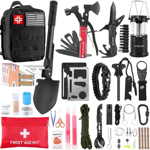 Survival Kit and First Aid kit, 160 Pcs Emergency Supplies Camping Accessories with Upgraded Molle Bag, Gifts for Men and Women Outdoor Adventure Camping Hiking HuntingEverlanelnspired17