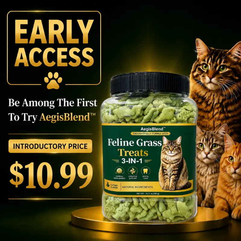 Crunchy Cat Grass Catnip Flavor Treats, New Launch Limited-Time 14.11oz (400g) Large Pack, Probiotics for Digestive Health, Hairball Control, Dental Cleaning, for Multi-Cat Household Daily Wellness Feeding