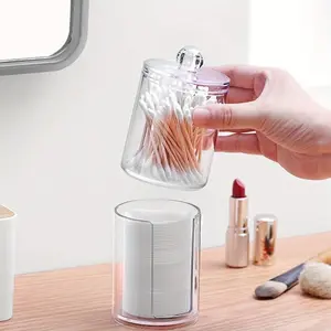 2 In 1 Transparent Stackable Acrylic Cotton Pad Holder, Cotton Pad Storage, Cotton Pad Container, Cotton Pad Organizer, Canister