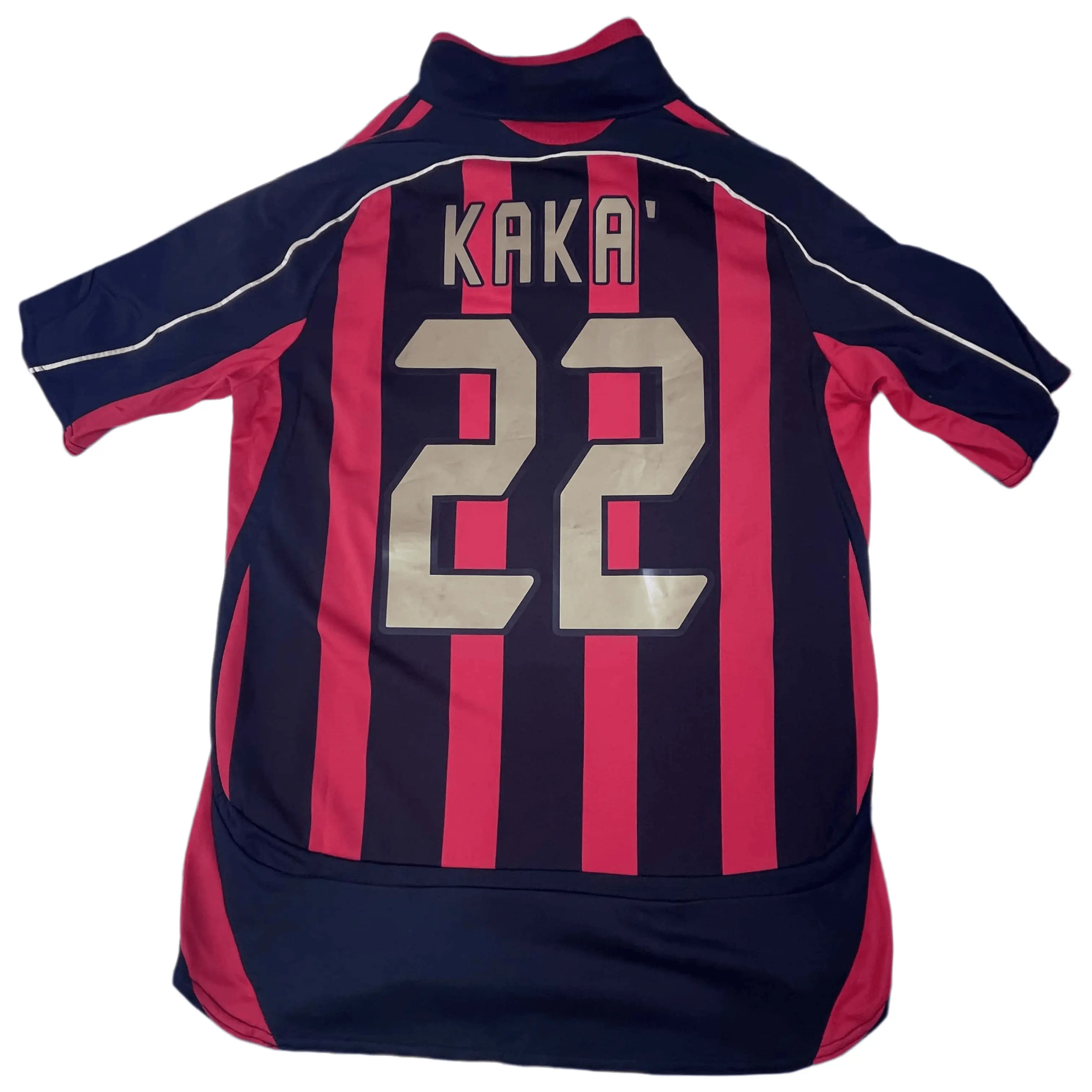 2006 2007 Home Retro Red Black Striped No.22 Kaka Short Sleeved Soccer Jersey