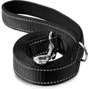 Dog Leash, 6 FT Double-Sided Reflective, Padded Handle Nylon Heavy Duty Leashes for Medium & Large Dogs Walking, Black