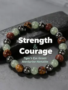 Tiger's Eye Hematite Bracelet, Aventurine Natural Stone, Strength and Courage Protection, Crystal Jewelry Gift, Casual Wear, Crystal Bracelets