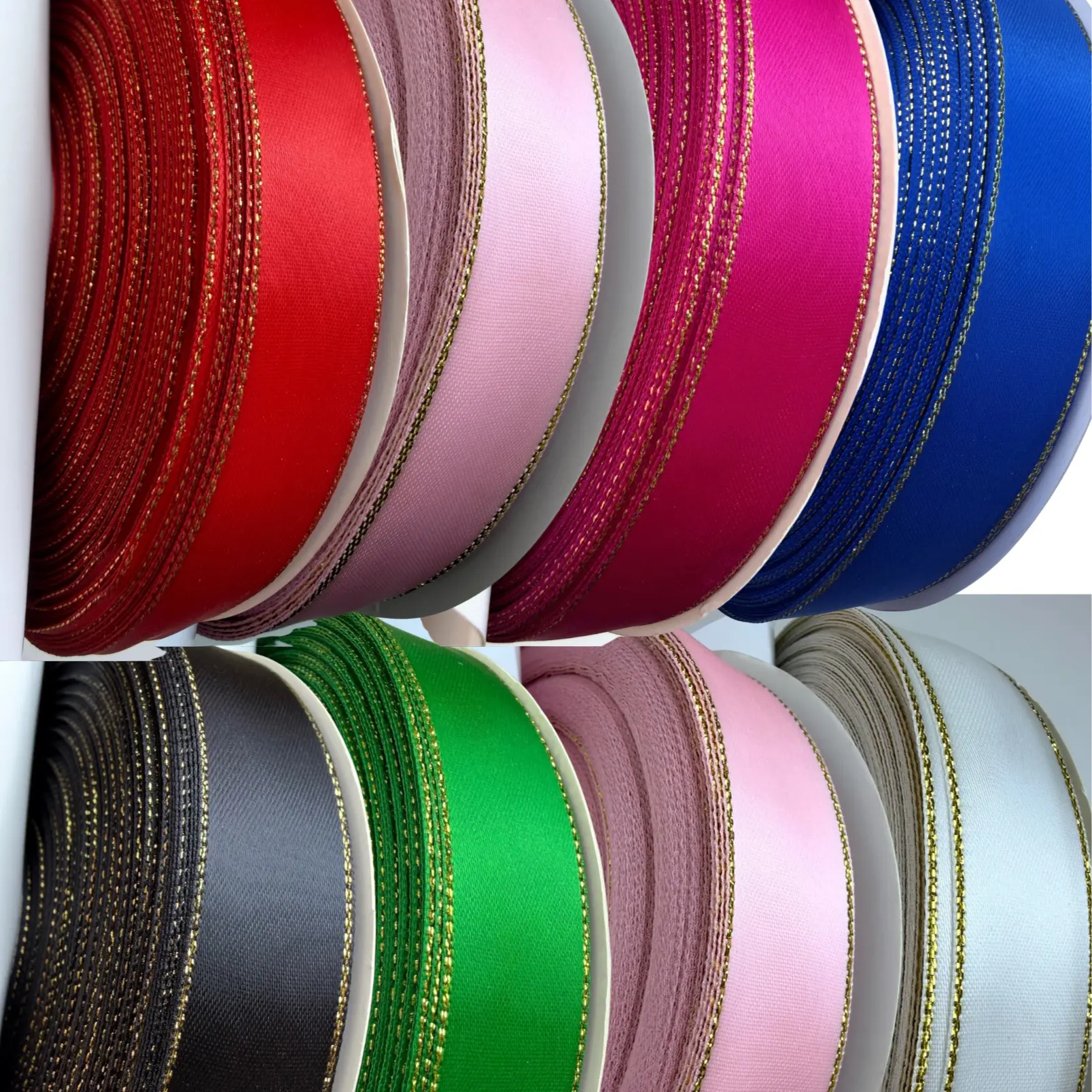 7/8 Double Sided Satin Gold Trim Ribbon 50 Yard 7/8 Double Sided Satin Gold Trim Ribbon 50 Yard