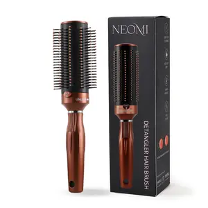 Neomi Detangler Hair Brush with Retractable Bristle Technology, Quick Clean for Loosening and Detangling, Brown Patent Pending Haircare Scalp Massage Heatless mold hairbrush wooden paddle spray Wood