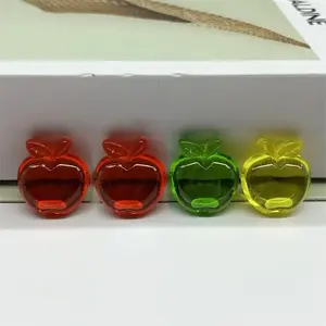 100Pcs Apple-Shaped Acrylic Beads, Colorful Shiny Imitation Crystal Beads with Stem & Leaf Cap, Loose Beads for DIY Beading Accessories, Crafts, Jewelry Making, Wedding, Home & Party Decoration