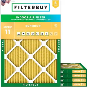 Filterbuy 21x23x1 Air Filter (5-Pack), Pleated MERV 11 Allergen Defense HVAC AC Furnace Air Filters (Actual Size: 21.00 x 23.00 x 1.00 Inches)