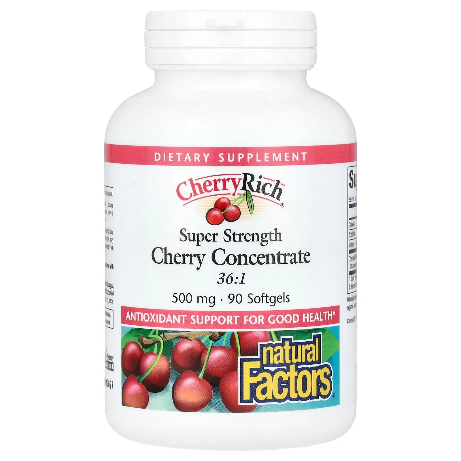 Natural Factors Cherry Rich, Super Strength Cherry Concentrate, 500 mg, 90 Softgels