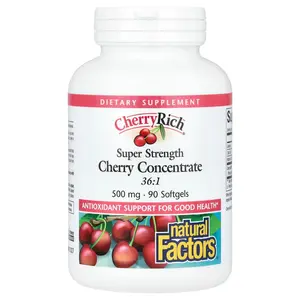 Natural Factors Cherry Rich, Super Strength Cherry Concentrate, 500 mg, 90 Softgels