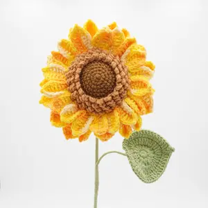 Handmade Crochet Sunflower with 2 Layers of Petals, 6.5″ Diameter, Hand-Knitted with 100% Cotton