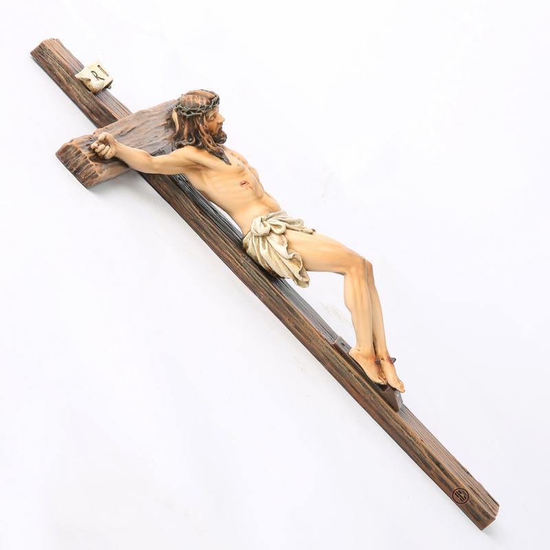 Catholic Crucifix Wall Cross, Jesus Christ Inspirational Home Décor, Stylish Religious Decor, Religious Devout Gift, 9.65"H, Renaissance Sculpture Handmade