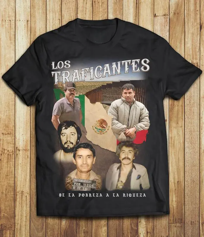 Los Traficantes Cartel Shirt – Narco Druglord Graphic T-Shirt, De La Poreza A La Rioueza Tee,  Retro Gangster Mexican Streetwear
