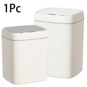 1 pack Fast Response Wave Sensor Trash Can 12L/14L, Auto Open Lid, No Touch, Odor-Sealed, for Bedroom Kitchen Bathroom Restroom Living Room, Grey/White (Battery Not Included)