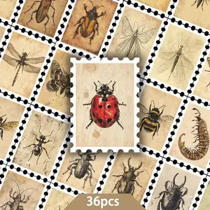 36 Vintage Insect Specimen Art Stickers Set, Science Biology Design Vinyl Stickers, Perfect for Laptops, Water Bottles, Gifts