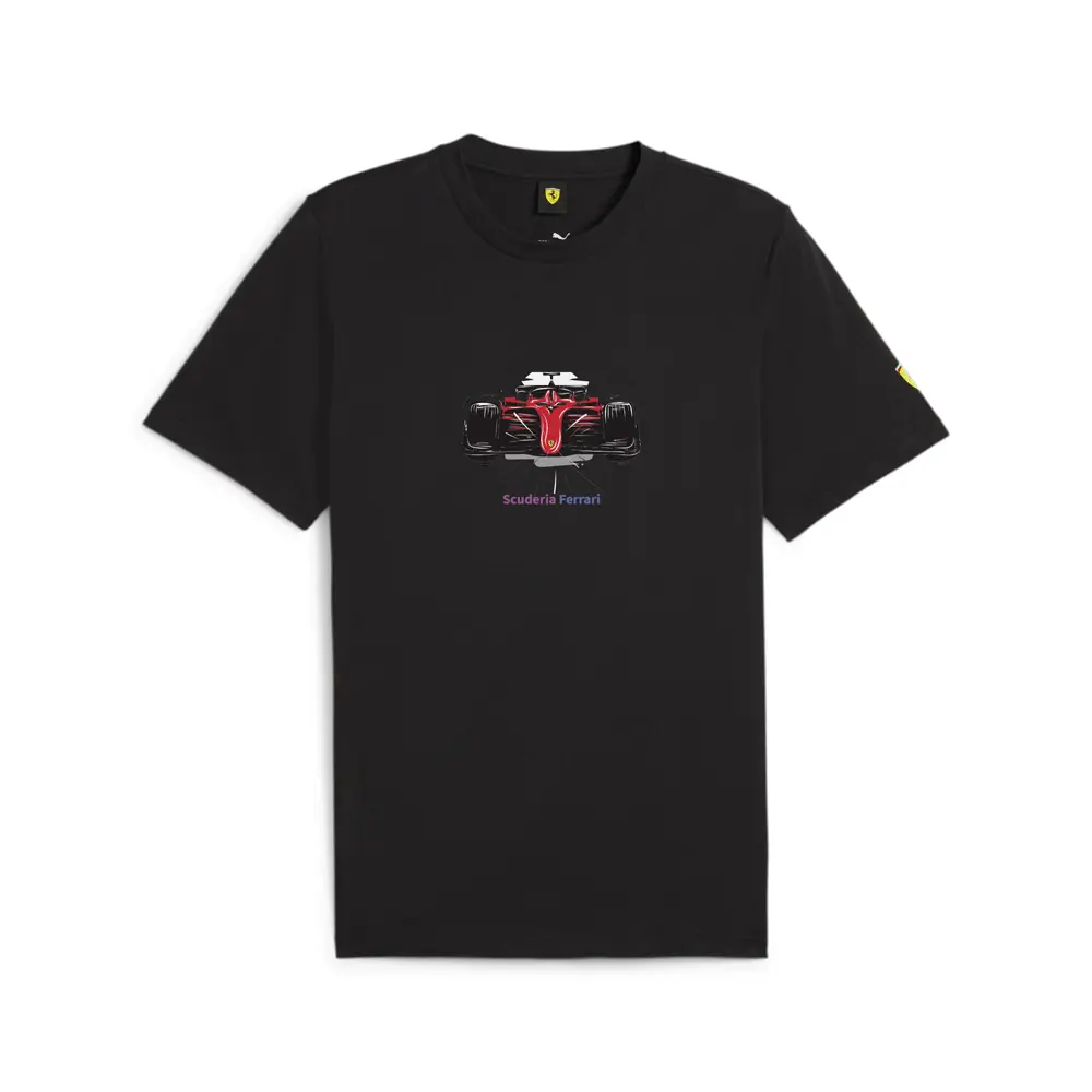 PUMA Mens Scuderia Ferrari Race Graphic Crew Neck Short Sleeve Casual Tops Casual - Black
