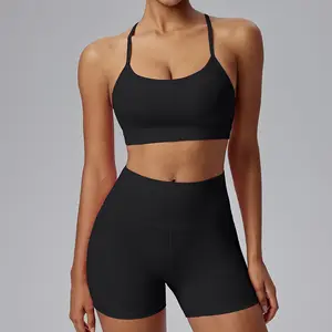 Plus Size Yoga 2 Piece Set Beautiful Back Design High Waist Butt Lift Shorts Workout Running Fitness Outfit # plussizeactivewear # yoga set # gymoutfit # buttlift # highwaistshorts # beautifulback