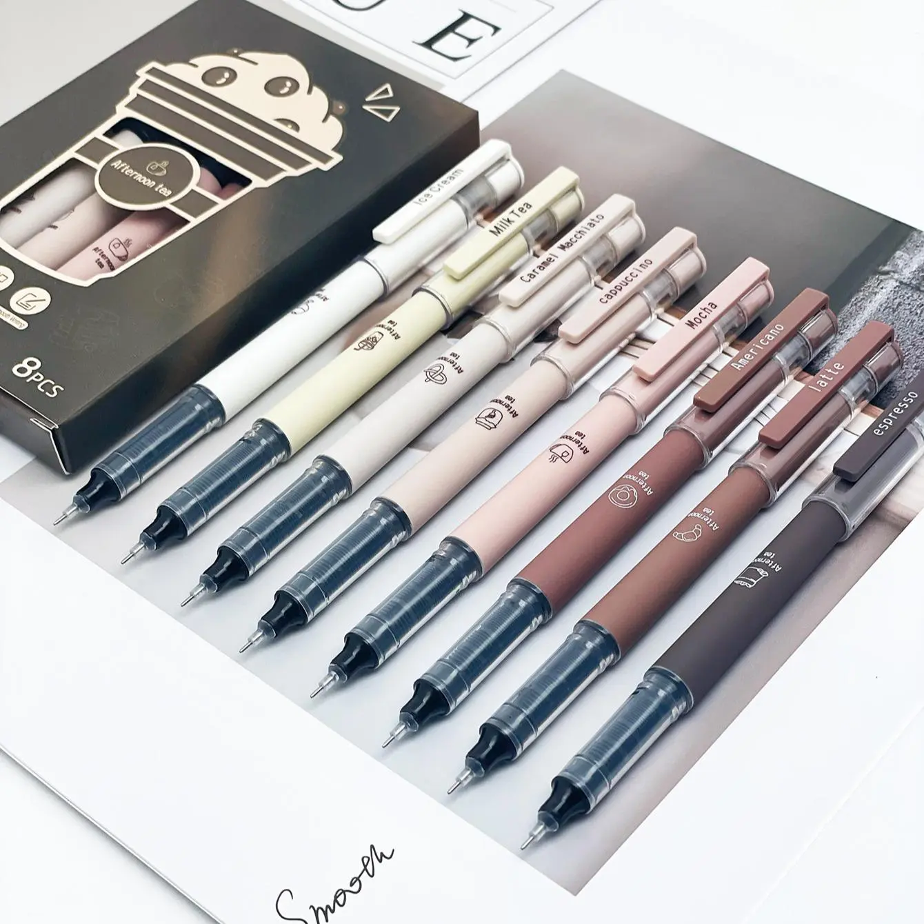 Coffee Theme Liquid Quick-drying Ink Gel Pen, No Smear Soft Touch Pen for Note Taking Drawing School Office Stationery Supplies, Aesthetic Pens, Writing Pen, Creative Stationery