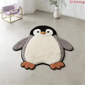 Creative cute penguin living room sofa carpet irregular design bedroom decoration bedside carpet simple study reading area carpet fluffy and soft balcony hanging basket floor mat home leisure area coffee table carpet washable office study carpet