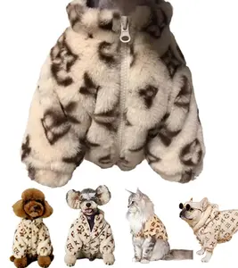 Dog Gold Chain Autumn Winter Schnauzer Fah Bichon Teddy Small Medium Sized Dog Cat Smoked Fur Coat to Keep Warm Polyester Fiber Costume