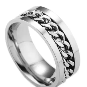 Durable Men's Titanium Rotatable Ring - Fashion Accessories, Costume Jewelry, Rings in Sizes 7 & 8 with Unique Rotatable Design
