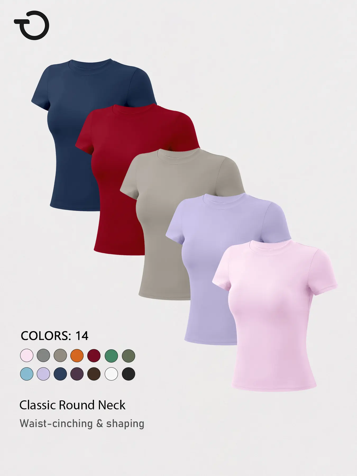 TIMEOFF   Women’s Fitted T Shirt, Classic Round Neck Stretchy Slim Fit Top with Waist-Cinching Shaping Design for Comfortable Everyday Wear, Casual Outfits & Active Lifestyle Tshirt