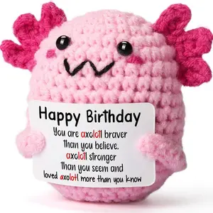 Mini Crochet Axolotl Décor Gift for Teen Girls, Cute Birthday Present for 14-16 Year Olds, Axolotl Stuffed Animals, Gifts for Kids and Teens
