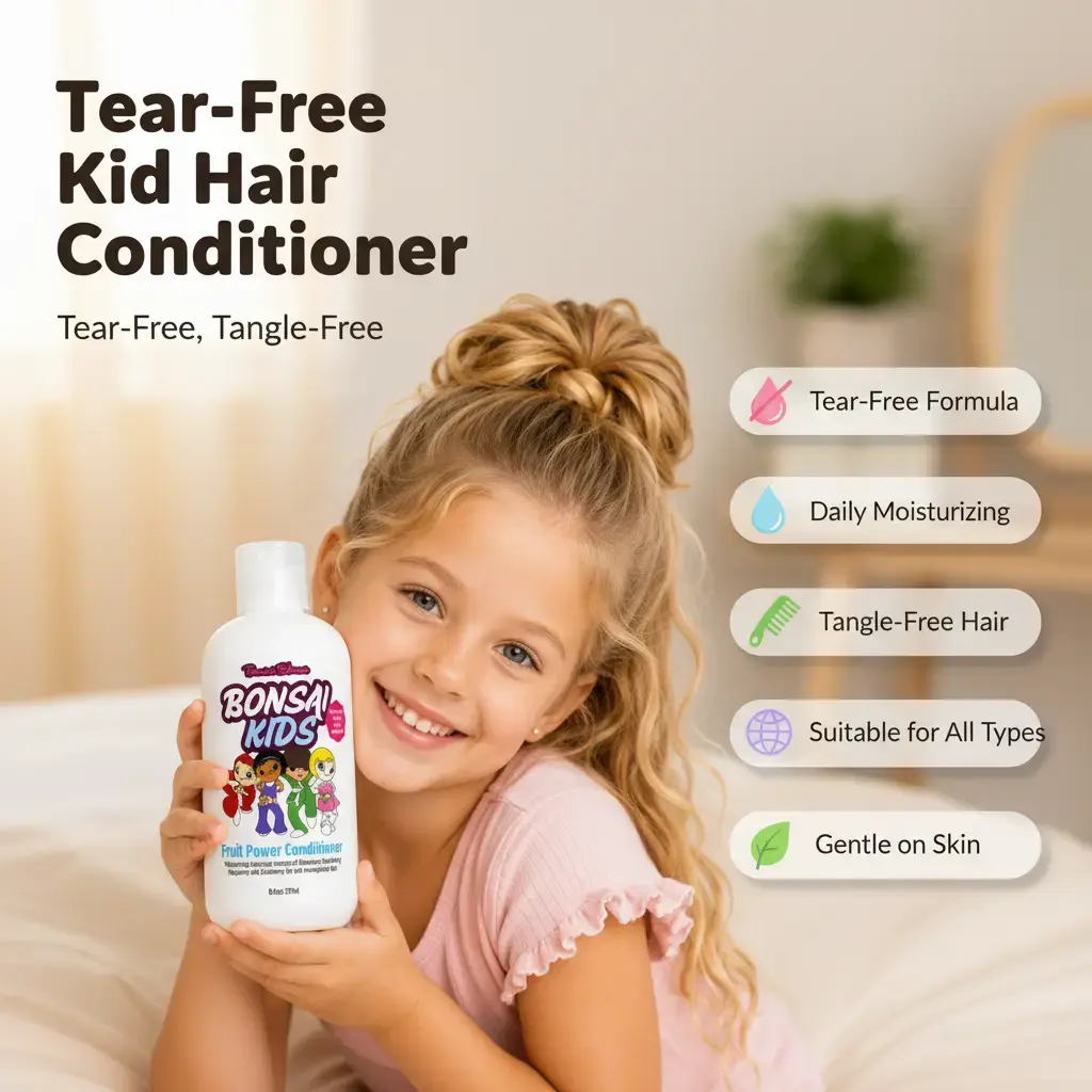 Bonsai Kids Hair Conditioner – Tear-Free Daily Moisturizing Conditioner for Kids & Toddlers | Soft, Tangle-Free Hair for All Hair Types (8 oz)