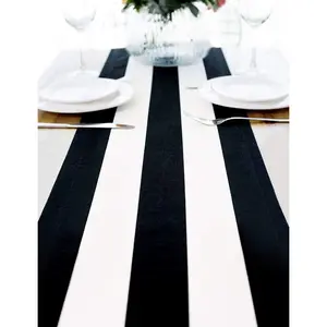Letjolt Striped Table Runner Black Table Runner Classic Modern Wedding Beetlejuice Table Runner Pirate Party Birthday Party Baby Shower, 72 Inches Letjolt