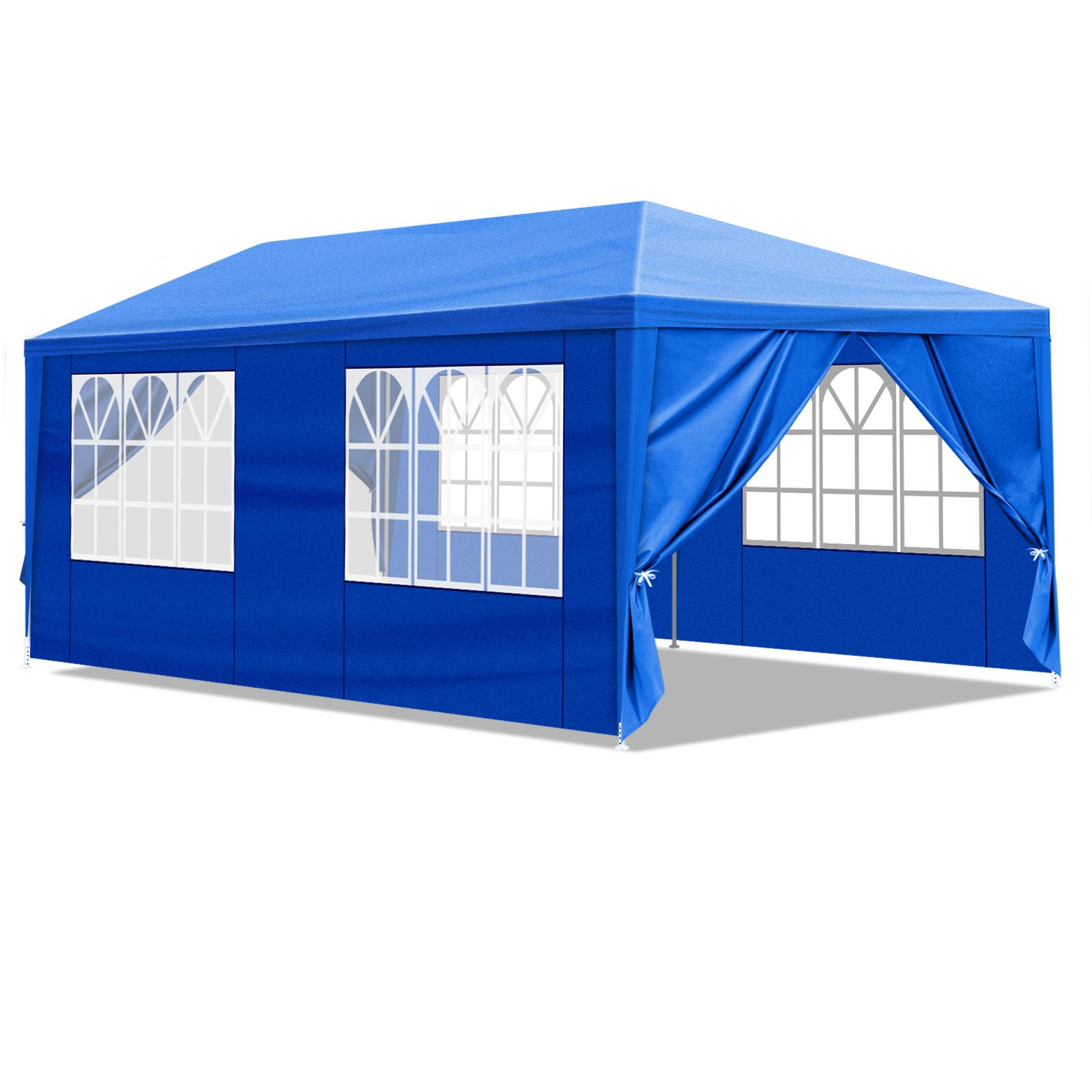 Patio Wedding Camping Backyard Party, 10'x20' Blue Waterproof Canopy with 6 Removable Sidewalls, Outdoor Gazebo Tent