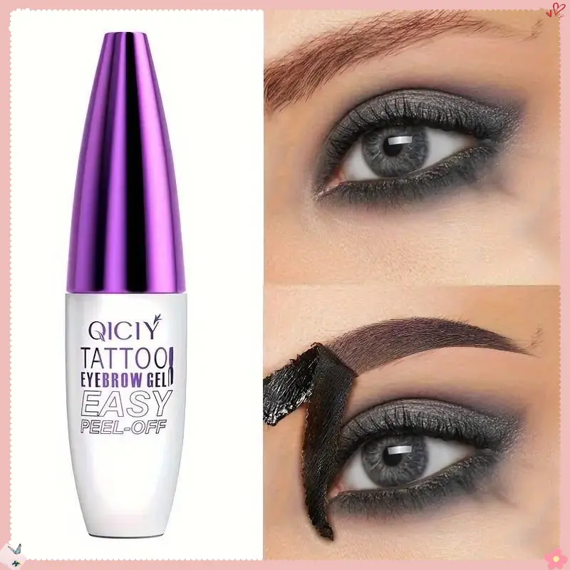 1-2pc Easy Peel-Off Eyebrow Gel Makeup, Cosmetic Waterproof Eyebrow Makeup, Sweatproof Long-Lasting Black/Brown Tattoo Tint, Medium Coverage for All Skin Types