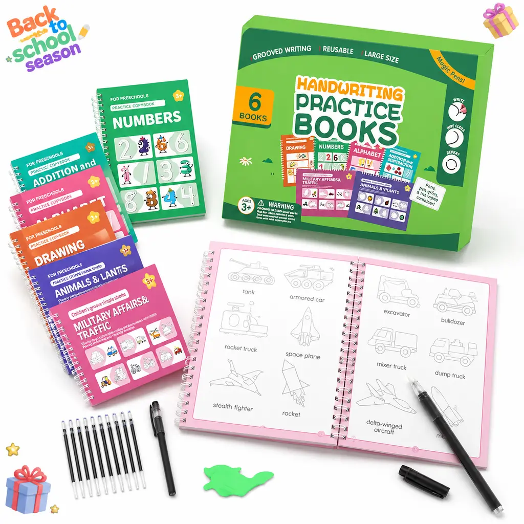 Preschool Learning Activity Kit for Kids | Reusable Magic Writing Practice Books with Pen, Alphabet Numbers Drawing Tracing Workbook, Early Education Materials for Kindergarten, Fine Motor Skills Development, Homeschool Learning Supplies Ages 3+