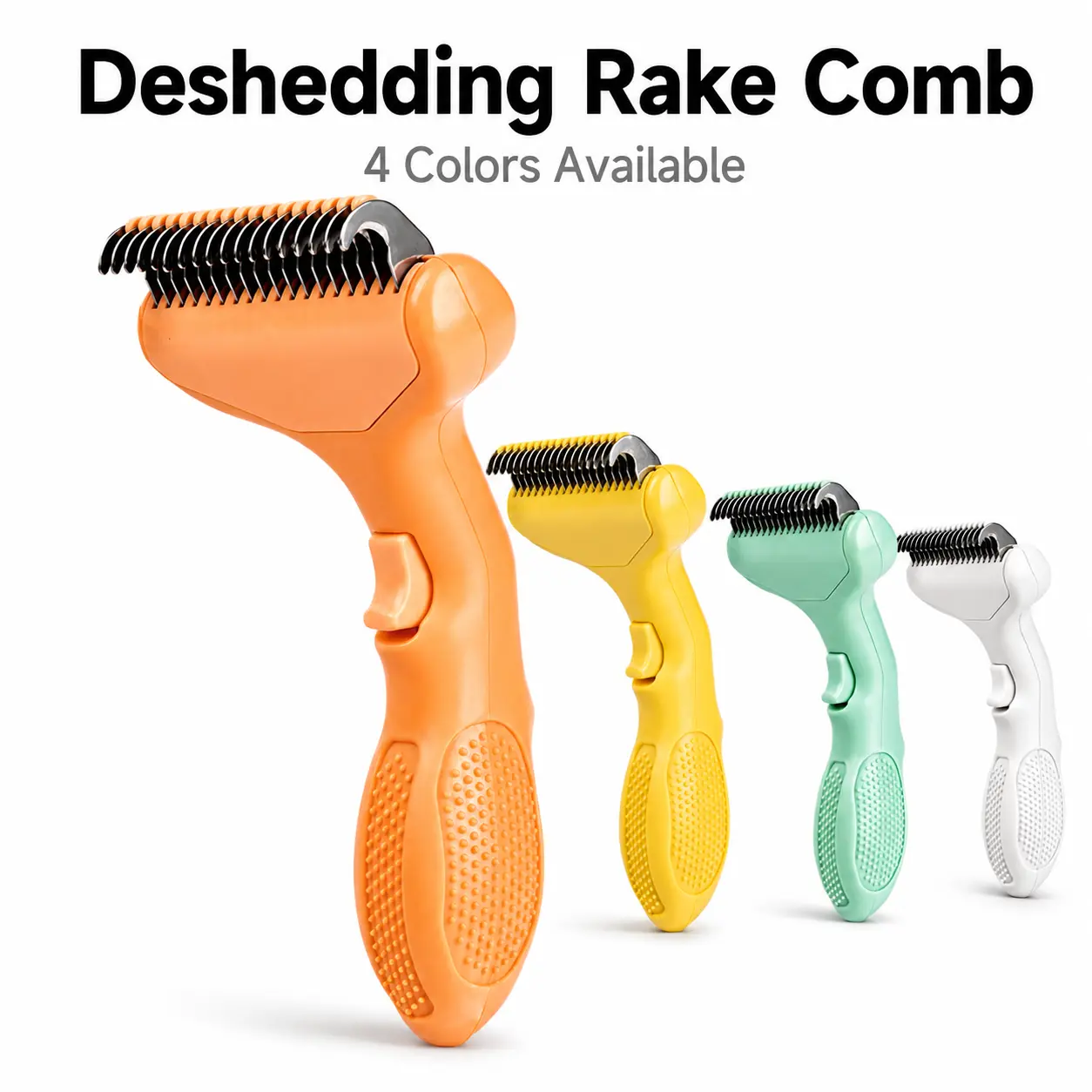 Pet Deshedding Rake Comb for Dogs & Cats, Stainless Steel Undercoat Grooming Tool Loose Fur, Knots Tangles, Washable Manual Brush Long Short Hair Pets sleek ez