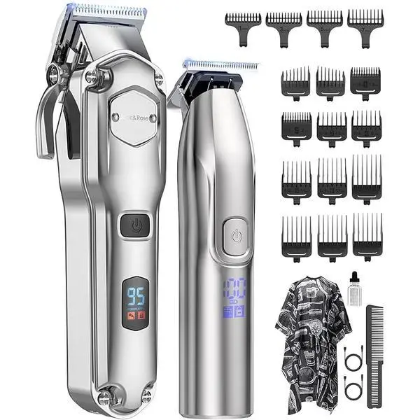 Jack & Rose Clippers and Trimmers Set, Cordless Hair Clippers for Men, Barber Clippers Set Adjustable Carbon