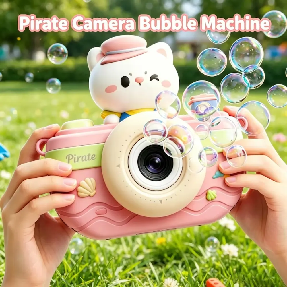 Cartoon Animal Camera Bubbles Machine Lights Music Outdoor Party Game Handheld Electric Bubbles Camera Toys for Children Gifts