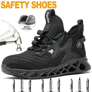 Men's Work Shoes, Lightweight Mesh Safety Sneakers with Steel Toe and Puncture-Resistant Sole for Industrial and Outdoor Construction, Boot
