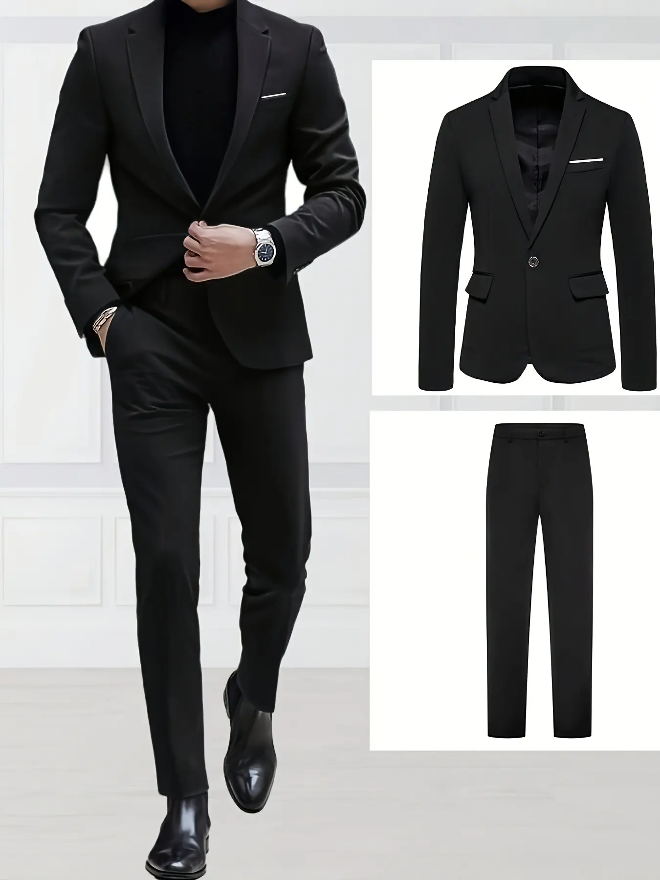 Men'S.Suit 2pcs Set, Suit Sets Including Long Sleeve Jacket And Trousers, Fashionable Business Formal Wear, Suitable for Parties, Gatherings And Weddings, Business Suits Set