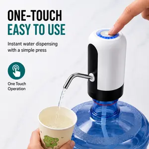 Automatic Water Dispenser Pump for 2-5 Gallon Bottle, USB Rechargeable One Touch Portable Electric Water Pump, BPA-Free Low Noise Drinking Water Dispenser for Home Office Travel