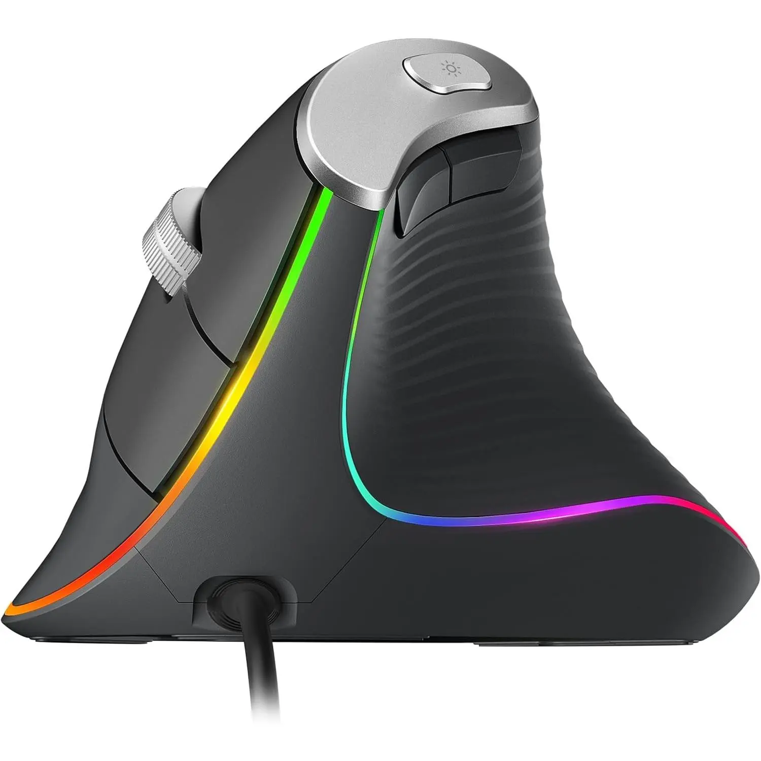 P-MUW06 M504 Wired Vertical RGB Backlit Computer Gaming Mouse, USB Ergonomic Optical Mouse with 4 Adjustable DPI, 11 RGB Backlight Modes, Compatible for Laptop, PC, Mac, Grey