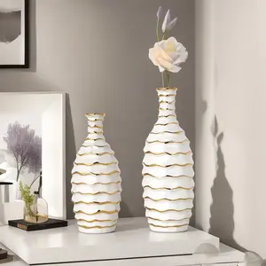 Elegant Modern Ceramic Flower Vase, Home Decor for Living Room & Dining Table, Office Desk Decoration, Creative Floral Arrangement Holder, Home Decorative Vase, White