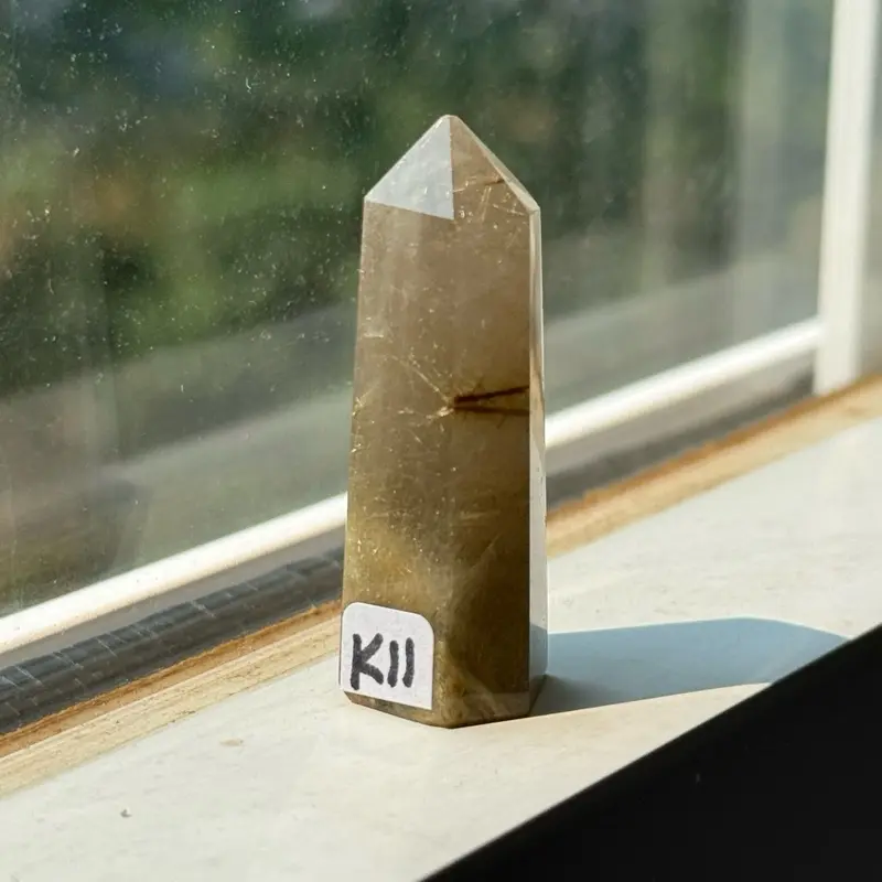 Golden Rutilated Quartz (K11) tiny crystal tower