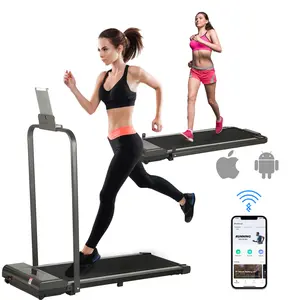 2 in 1 Folding Treadmill, Grey 3.0HP Under Desk Electric Treadmill Installation-Free with Remote Control APP Control LED Display for Home Office Walking Jogging