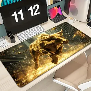 Lucky Stock Market Design Bitcoin Mouse Pad Design XXL 1000×500mm 900×400mm 800×400mm 600x300mm Large Gaming Mouse Pad - Extended, Thick, Non-Slip Rubber Base Desk Mat with Precision Stitched Edges - Washable Large Desk Pad