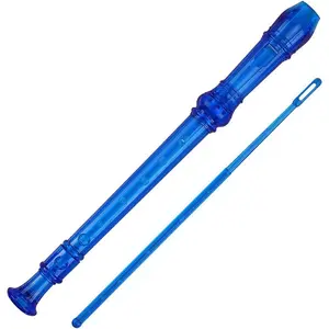 Descant Flauta Recorder  Soprano Recorder 8 Hole Clarinet  Style Treble flute C Key for Students With Fingering Chart Instructions Transparent Blue