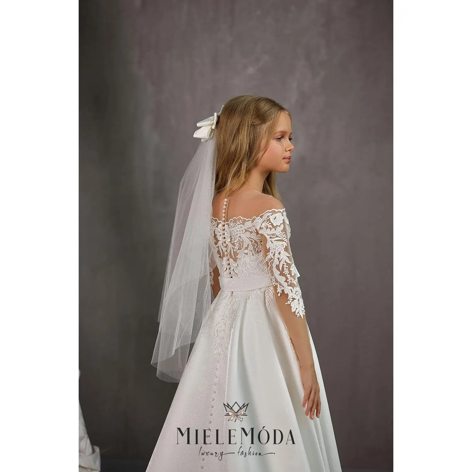 First Communion Luxury Layered Tulle Veil with Satin Bow