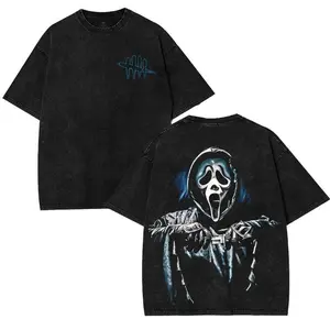 Dead by Daylight Ghost Face Tee – Washed Cotton Menswear Top | Smooth Streetwear Prints for Man, Casual Classic Gaming Style