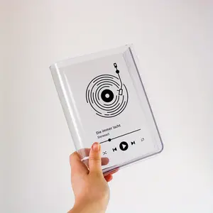 Personalized Music Book Vase - Custom Vinyl Record & Book Stack Acrylic Flower Holder with Geometric Striped Design, High-Quality Acrylic Home Decor for Music Lovers Bookworms & Anniversary Gifts, Living Room Accent, Modern Floral Design, Sleek Appearance