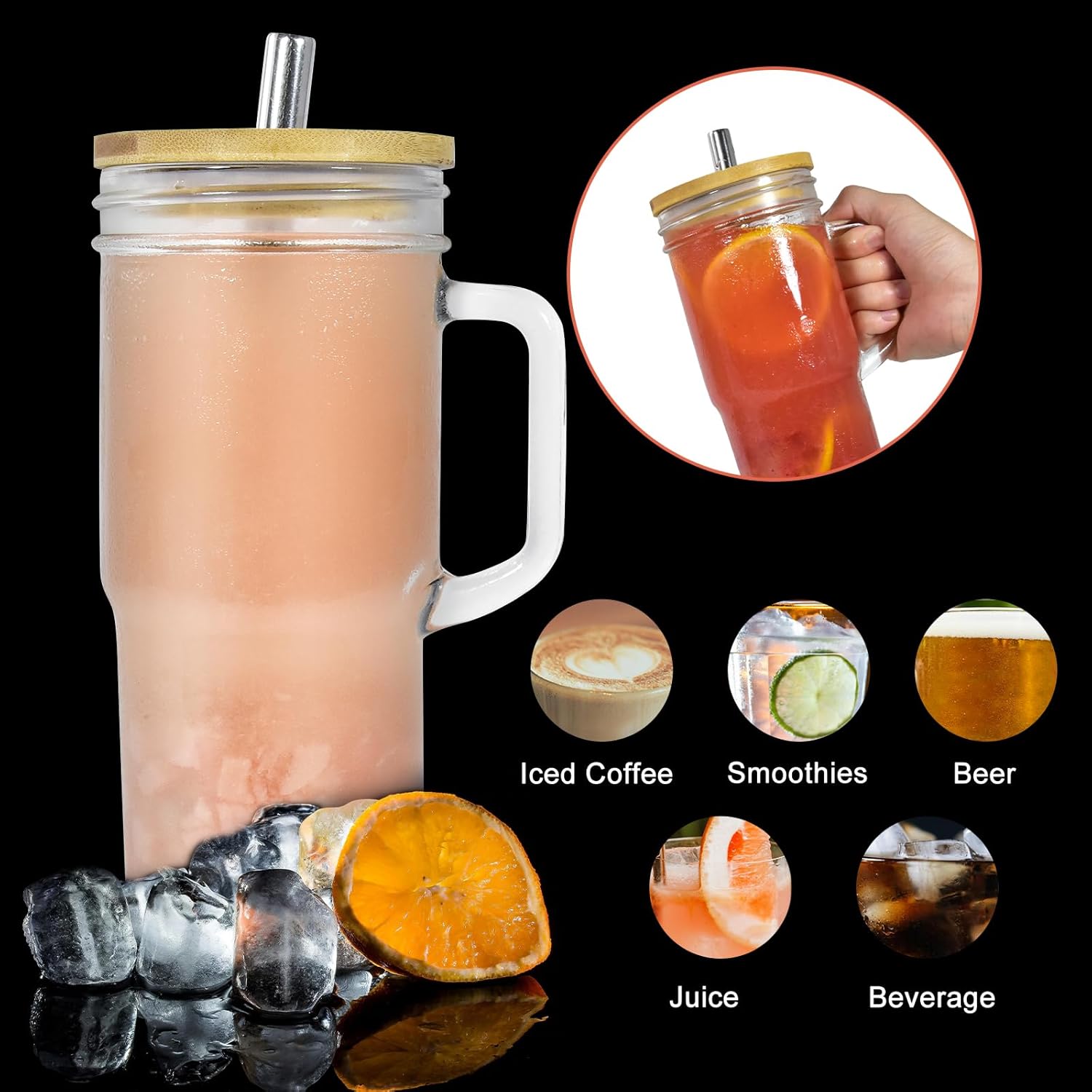 Large Capacity Clear Glass Cup Home Office School Dorm High Appearance Transparent Shatter Resistant Heat Cold Resistant Reusable Drinkware For Cola Juice Milk Tea Yogurt Coffee Water Daily Beverage Drinking Cup