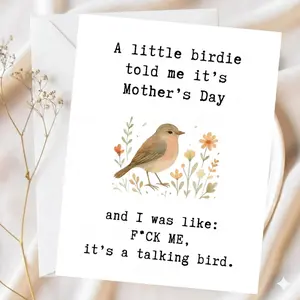 Little Birdie Talking Bird Greeting Card, Funny Mother’s Day Birthday Father’s Day Card With Envelope, Cute Bird Floral Sarcastic Gift Card