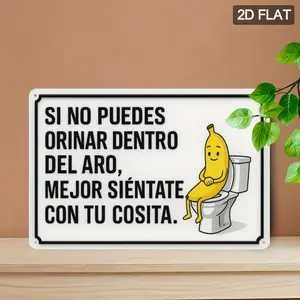 Funny Spanish Bathroom Sign 1pc Banana Cartoon Humorous Saying Si No Pues Orinar Dentro Metal Toilet Decor Rustic Vintage 7.8x11.8inch Reusable Sign for Home Office Hotel Easy to Hang Spanish Language Humor Art 2D Flat